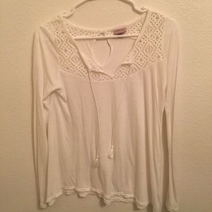 flowy white long sleeve with lace detail